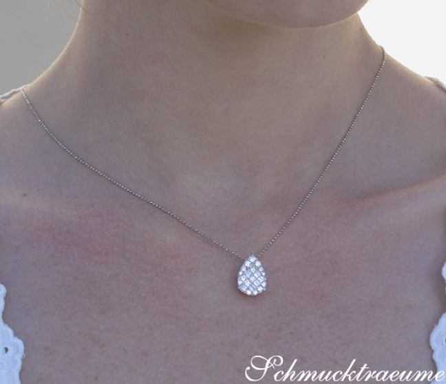 Brillanten Tropfen Anhänger mit Princess Diamanten