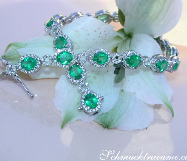 Brillanten Armband mit kolumbianischen Smaragden