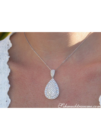 Superb Pear Pendant with Brilliant, Princess and Baguette Diamonds