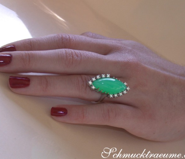 Chrysopras Ring mit Brillanten