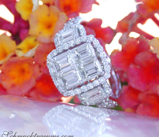Brillant Ring mit Diamanten im Smaragdschliff