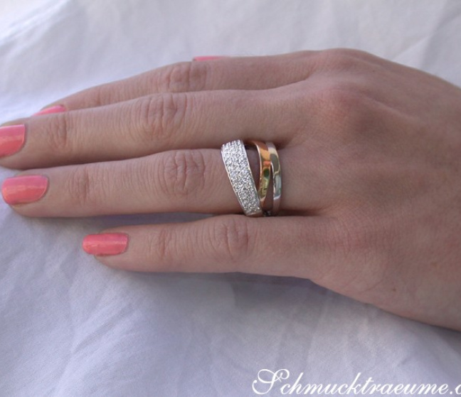  Mehrreihiger Diamanten Ring in Weißgold und Roségold