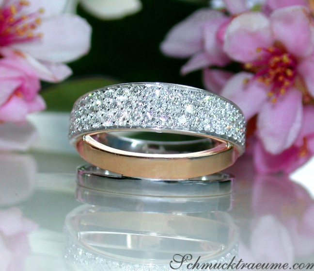  Mehrreihiger Diamanten Ring in Weißgold und Roségold