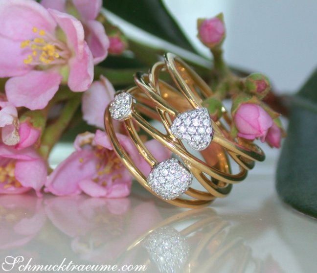 Mehrreihiger Diamanten Ring in Gelbgold