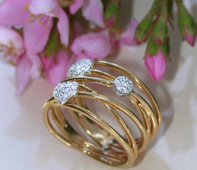 Mehrreihiger Diamanten Ring in Gelbgold