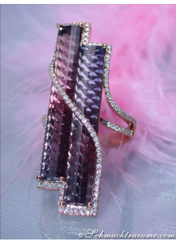 Striking Pink Tourmaline Ring with Diamonds