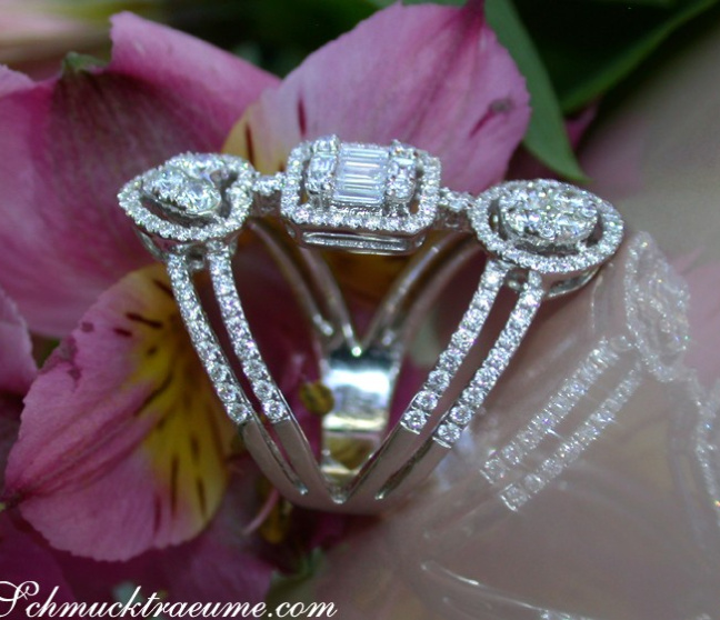 Ausgefallener Diamanten Ring in Weißgold