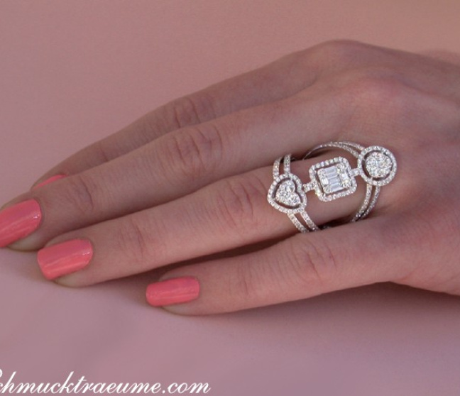 Ausgefallener Diamanten Ring in Weißgold
