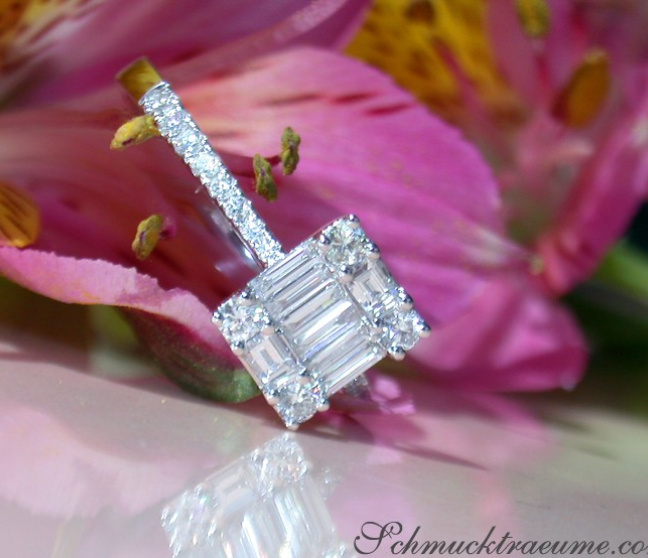 Brillant Ring mit Diamanten im Baguette Schliff