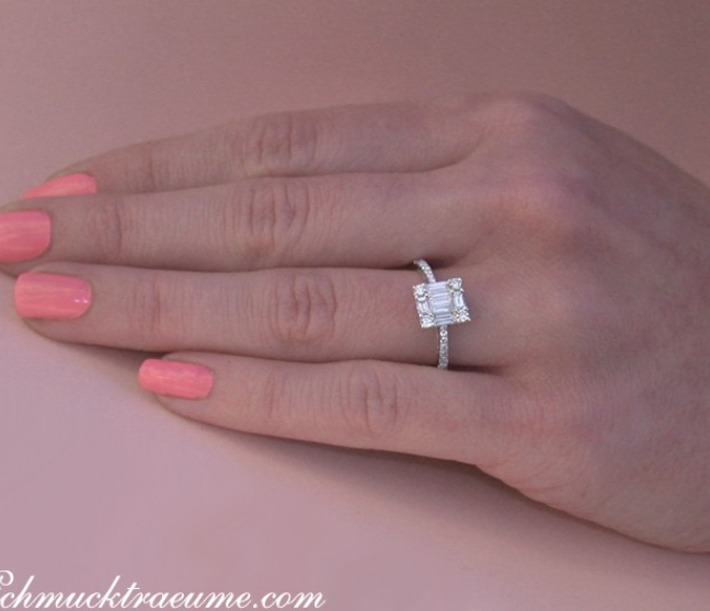Brillant Ring mit Diamanten im Baguette Schliff