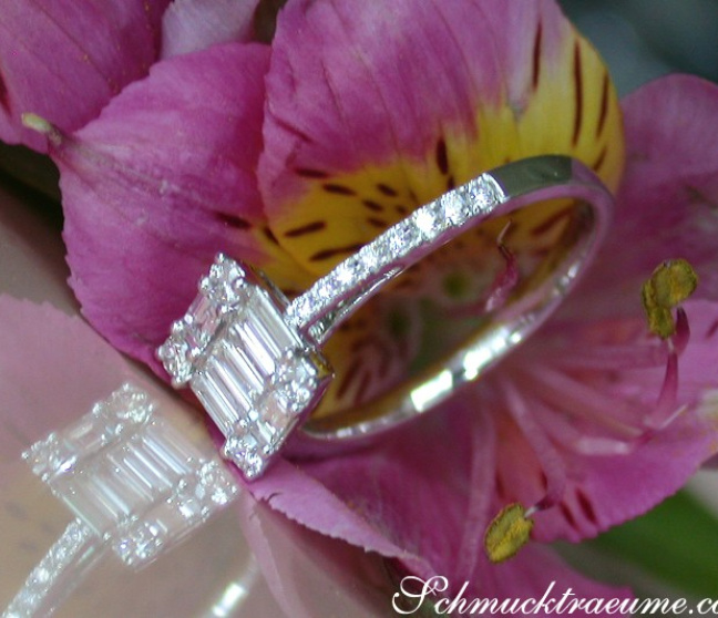 Brillant Ring mit Diamanten im Baguette Schliff
