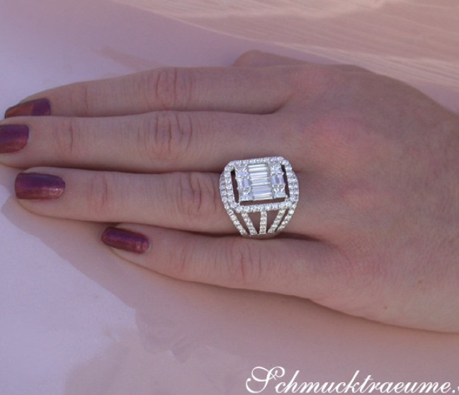  Luxuriöser Brillanten Ring mit Princess und Baguette Diamanten