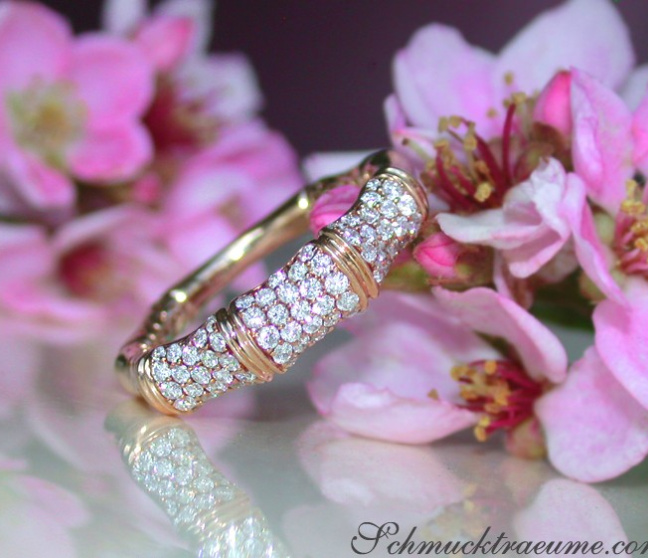 Diamanten Ring im Bambus Design in Roségold 750