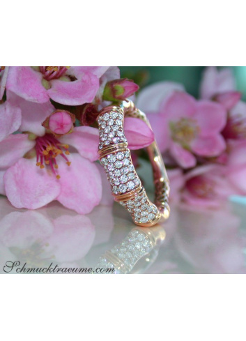 Diamanten Ring im Bambus Design in Roségold 750