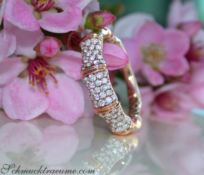 Diamanten Ring im Bambus Design in Roségold 750