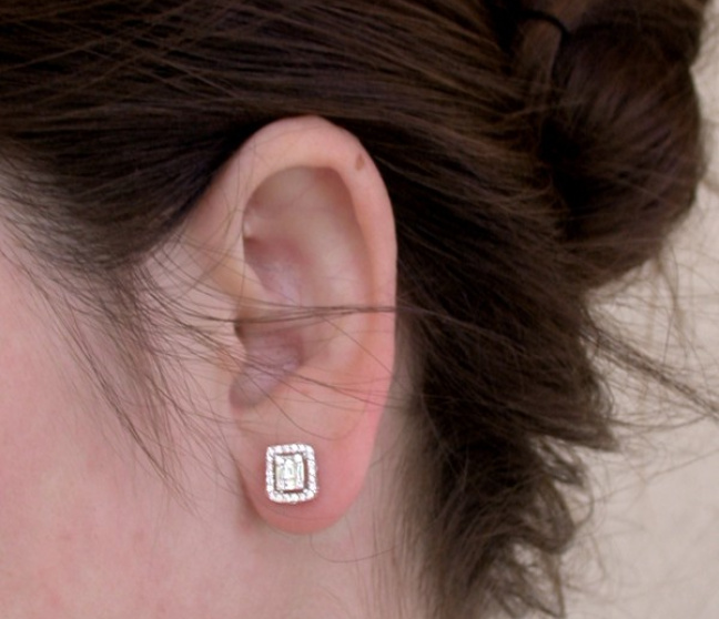 Diamant Ohrstecker in Weißgold Brillant und Baguette Schliff