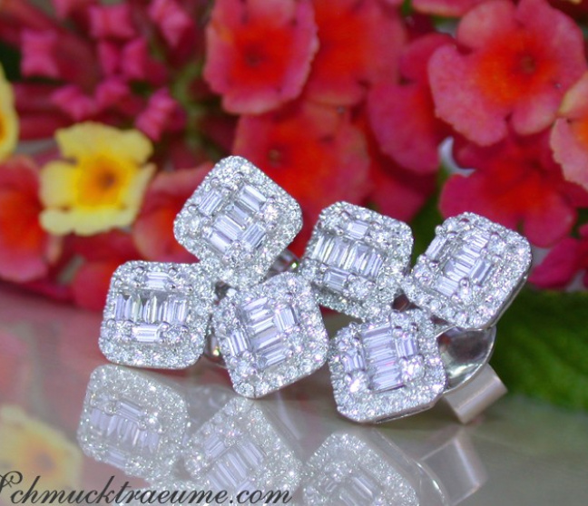 Ausgefallene Diamant Ohrringe in Weißgold 750