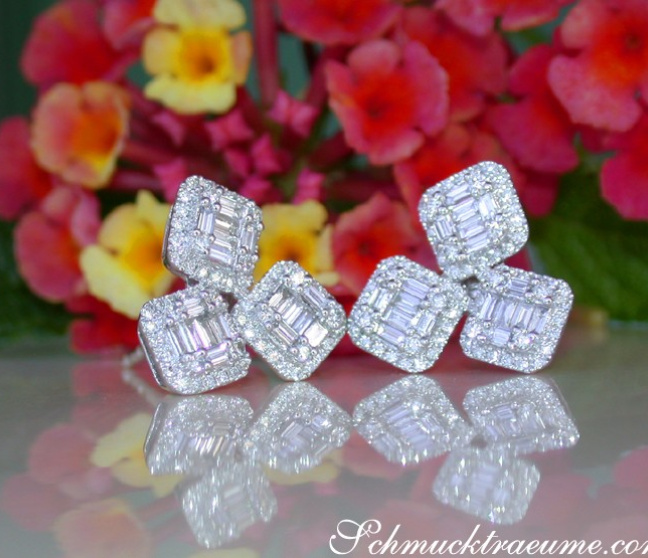 Ausgefallene Diamant Ohrringe in Weißgold 750