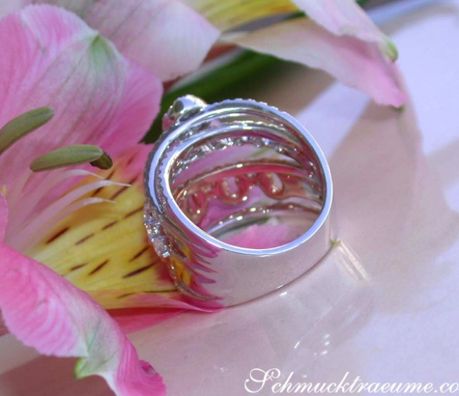 Mehrreihiger Brillant Ring in Weißgold und Roségold 750