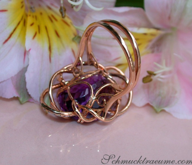 Amethyst Ring mit Diamanten in Roségold
