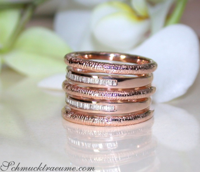 Breiter Roségold Ring mit Diamanten