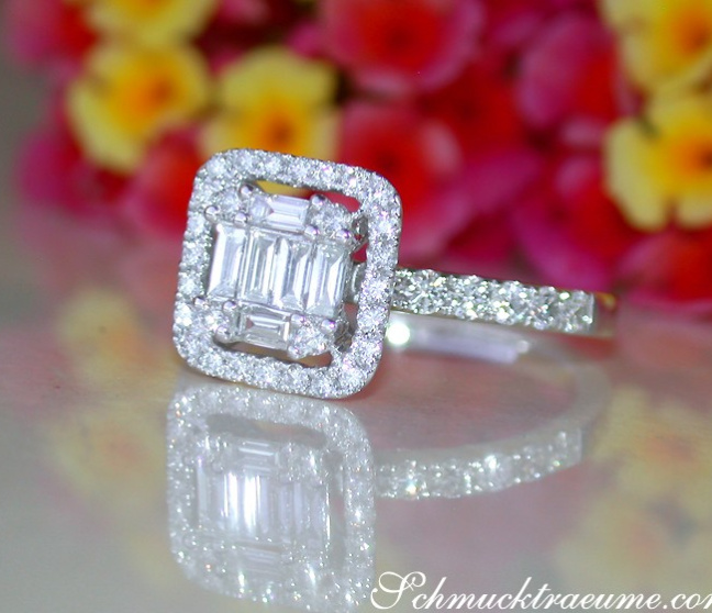 Diamant Verlobungsring mit Beistecking