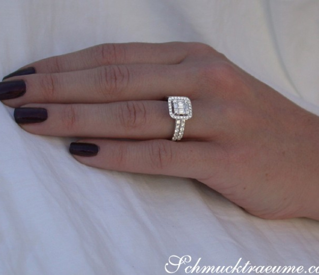Diamant Verlobungsring mit Beistecking