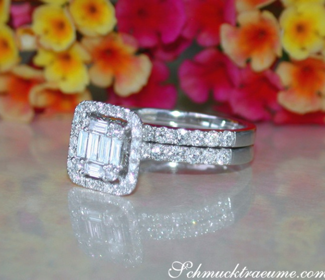Diamant Verlobungsring mit Beistecking