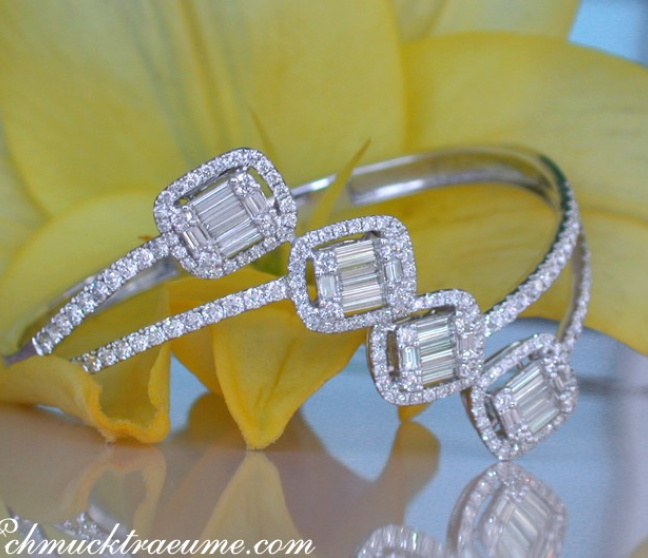 Brillanten Armreif mit Baguette Diamanten