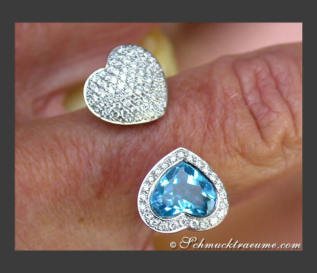 Blautopas Herz Brillanten Ring