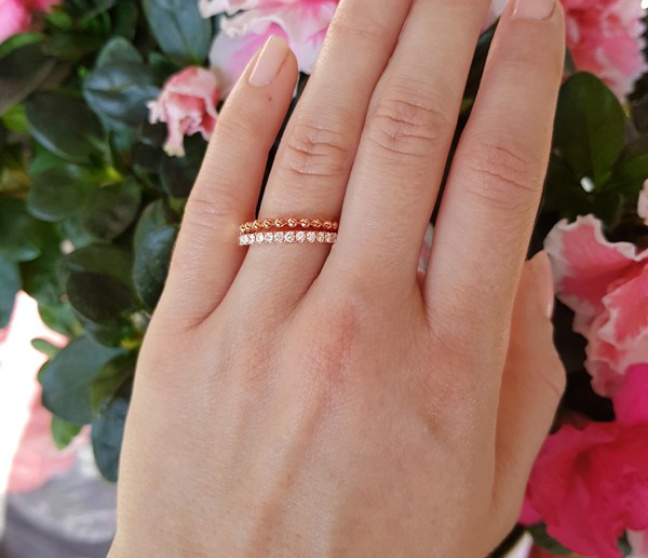 Zweireihiger Brillanten Bandring in Roségold 750