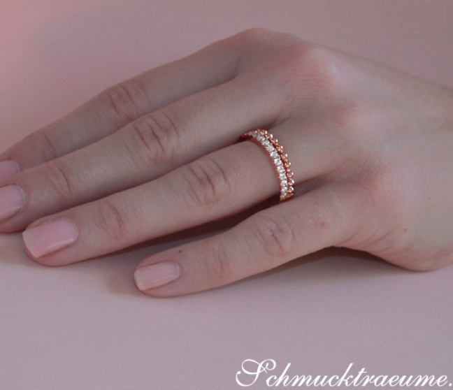 Zweireihiger Brillanten Bandring in Roségold 750