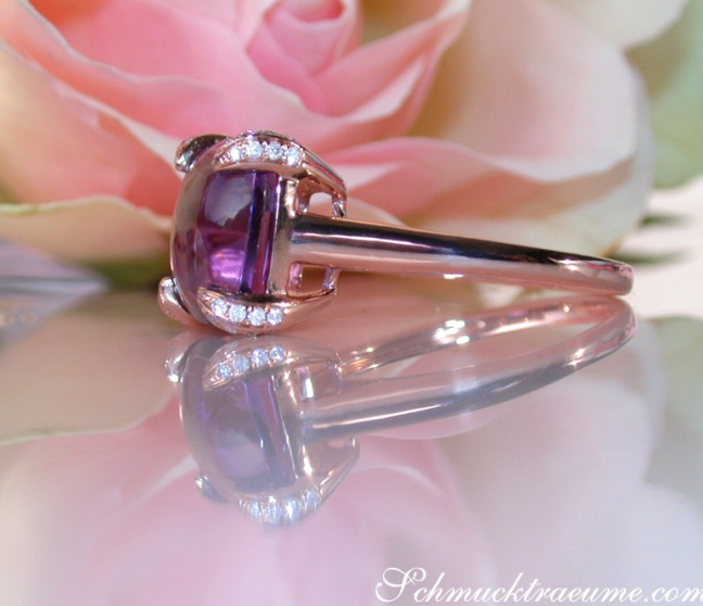 Amethyst Ring mit Diamanten in Roségold