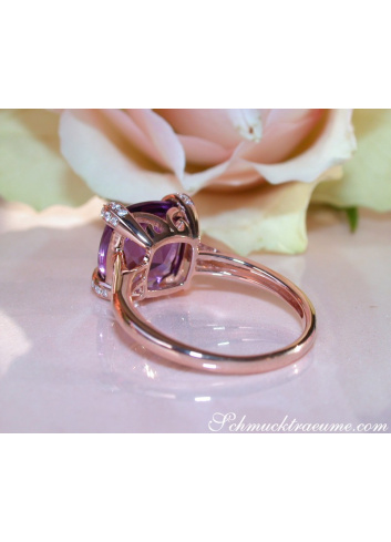 Amethyst Ring mit Diamanten in Roségold