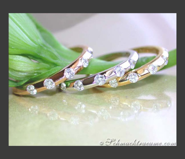 Drei Diamanten Ringe Weißgold Gelbgold Roségold