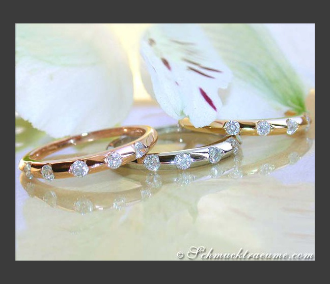Drei Diamanten Ringe Weißgold Gelbgold Roségold