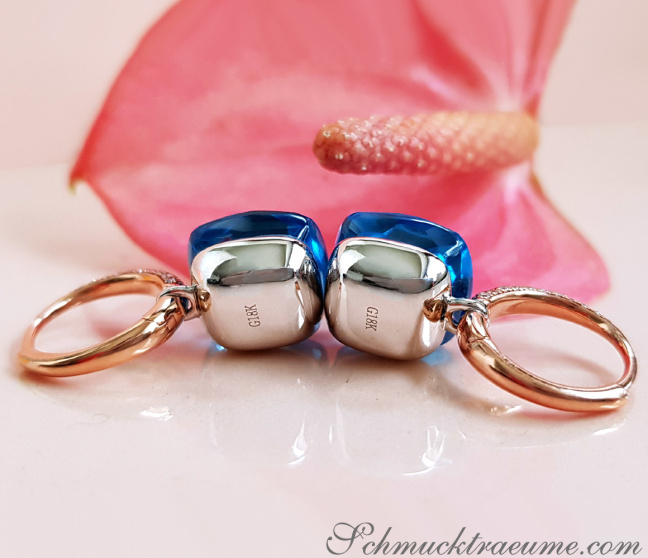 Blautopas Ohrringe mit Diamanten