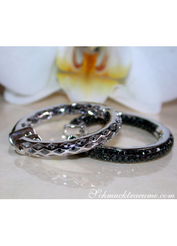 Stately Black Diamond Hoop Earrings