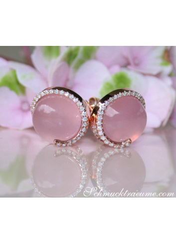 Enchanting Rose Quartz Diamond Stud Earrings