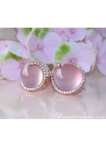 Enchanting Rose Quartz Diamond Stud Earrings