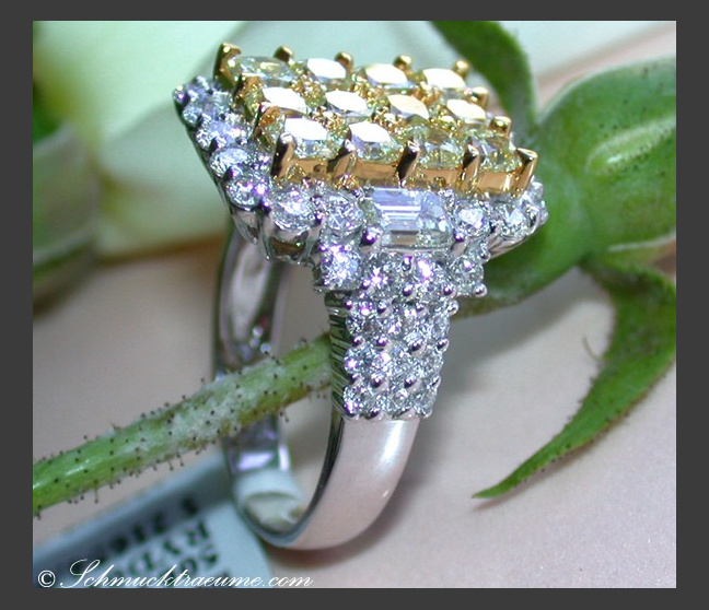Gelbe Diamanten Ring mit Brillanten