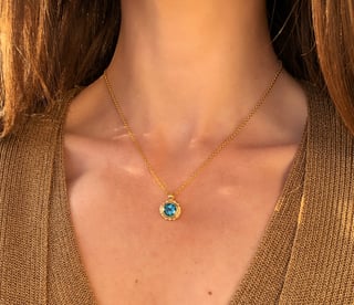 Halskette "Orbit" mit Blautopas und Brillanten #2