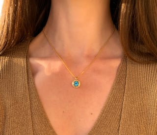 Halskette "Orbit" mit Blautopas und Brillanten #6