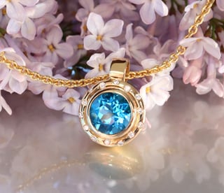 Halskette "Orbit" mit Blautopas und Brillanten #3