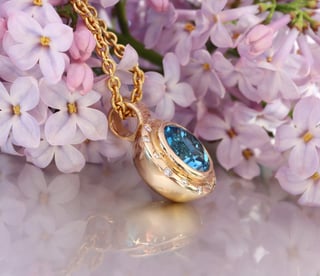 Halskette "Orbit" mit Blautopas und Brillanten #5