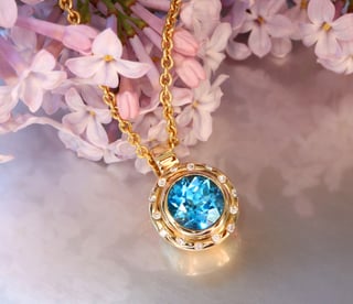 Halskette "Orbit" mit Blautopas und Brillanten #7