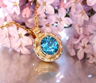 Halskette "Orbit" mit Blautopas und Brillanten #8