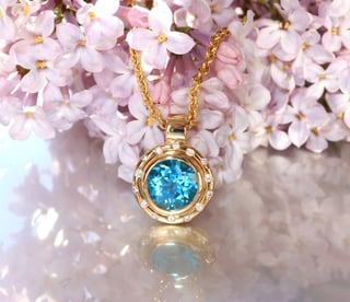 Halskette "Orbit" mit Blautopas und Brillanten #9