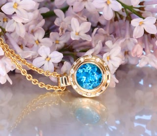 Halskette "Orbit" mit Blautopas und Brillanten #10