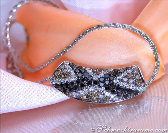 Interesting Pendant with Black, Brown and White Diamonds #1 Interesting Pendant with Black, Brown and White Diamonds #1